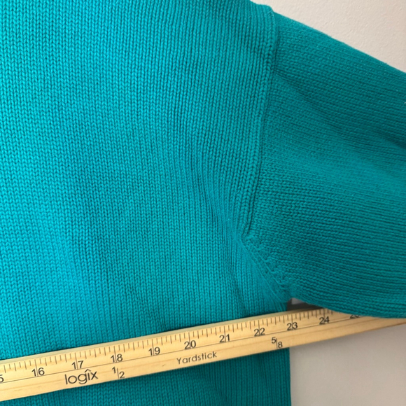 Size L Mens Unisex Eddie Bauer Teal Crewneck Long Sleeve Sweater Cotton - Picture 5 of 6